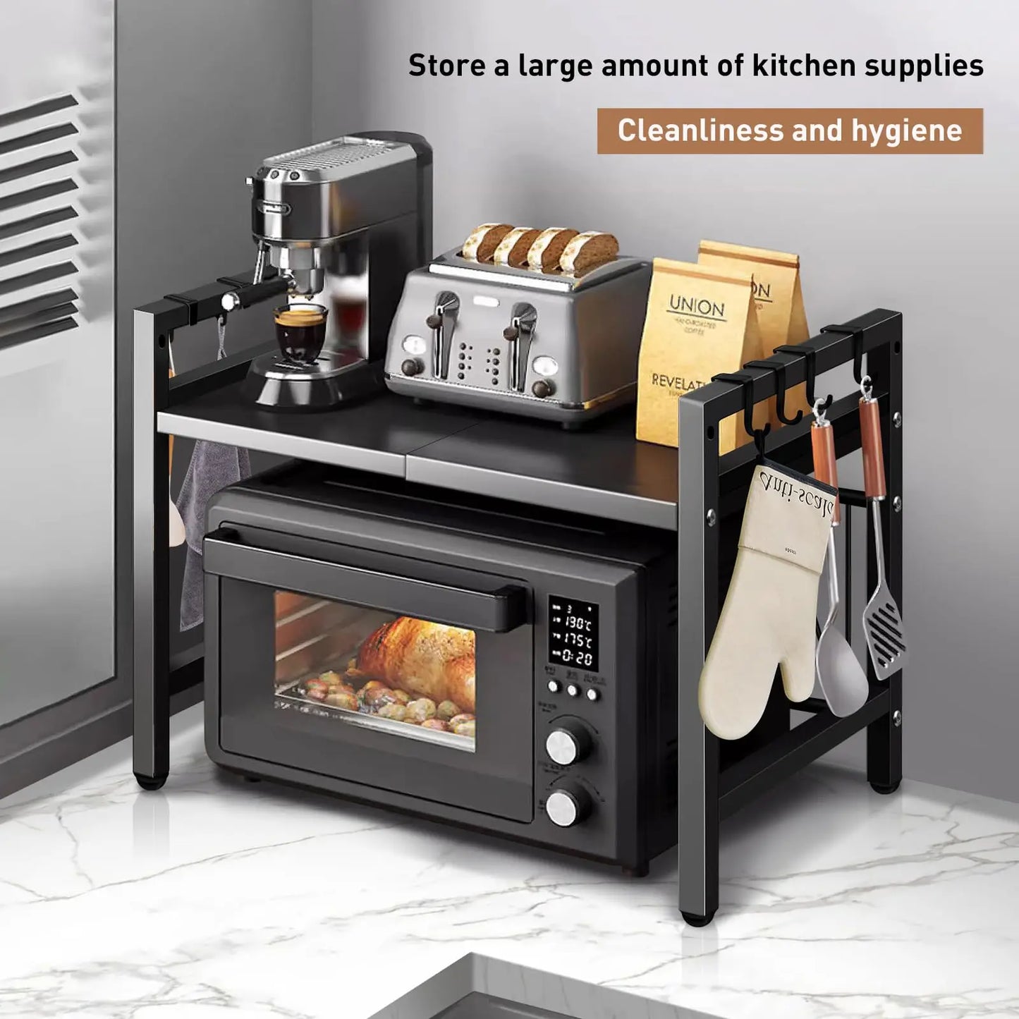 Expandable Microwave Shelf Organizer (42–64cm)