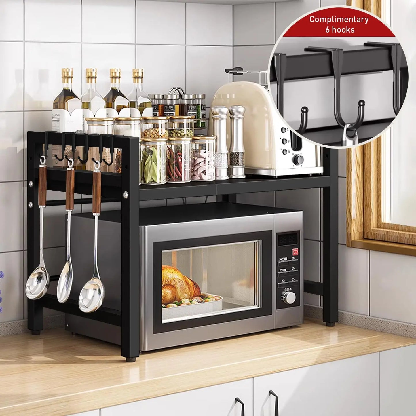 Expandable Microwave Shelf Organizer (42–64cm)