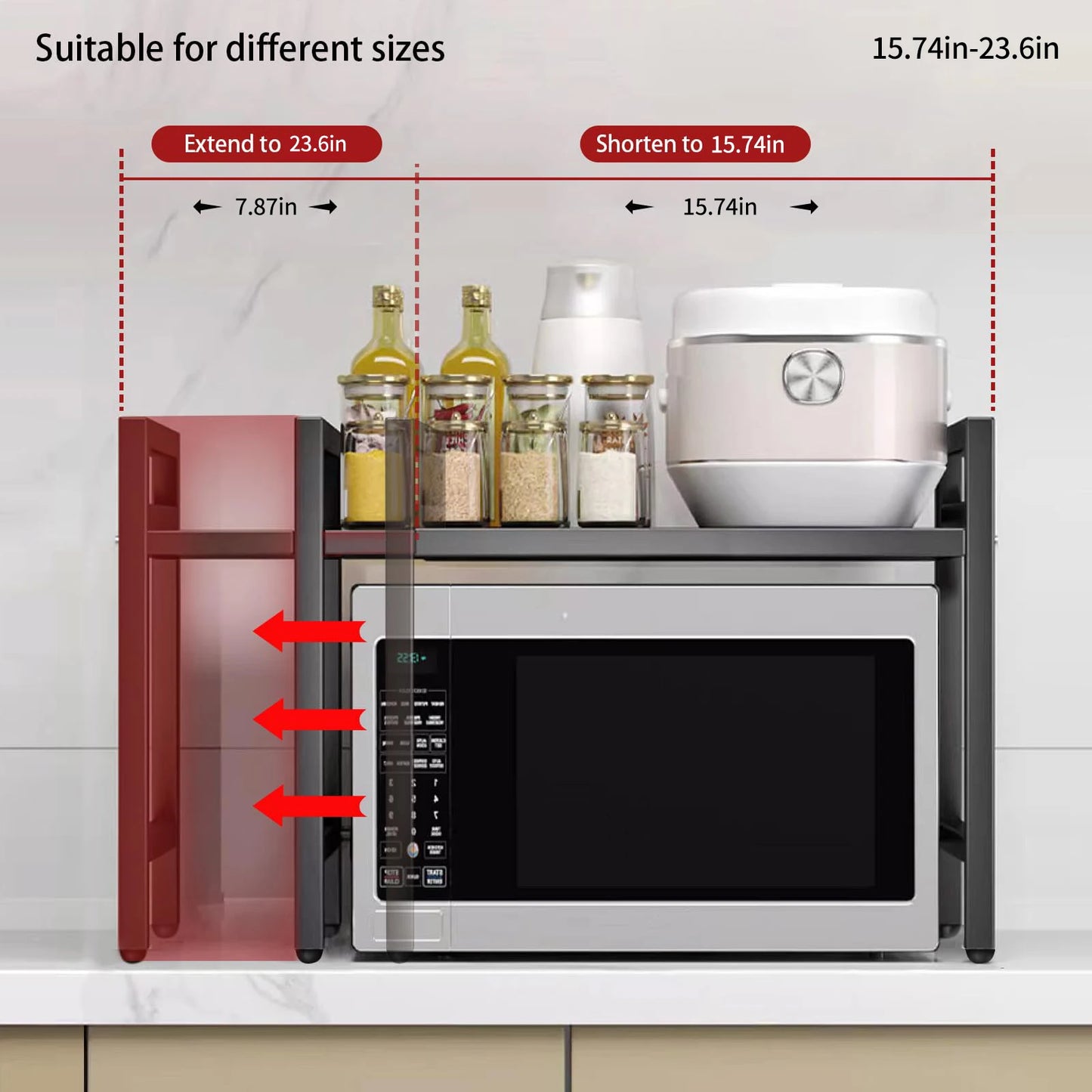 Expandable Microwave Shelf Organizer (42–64cm)