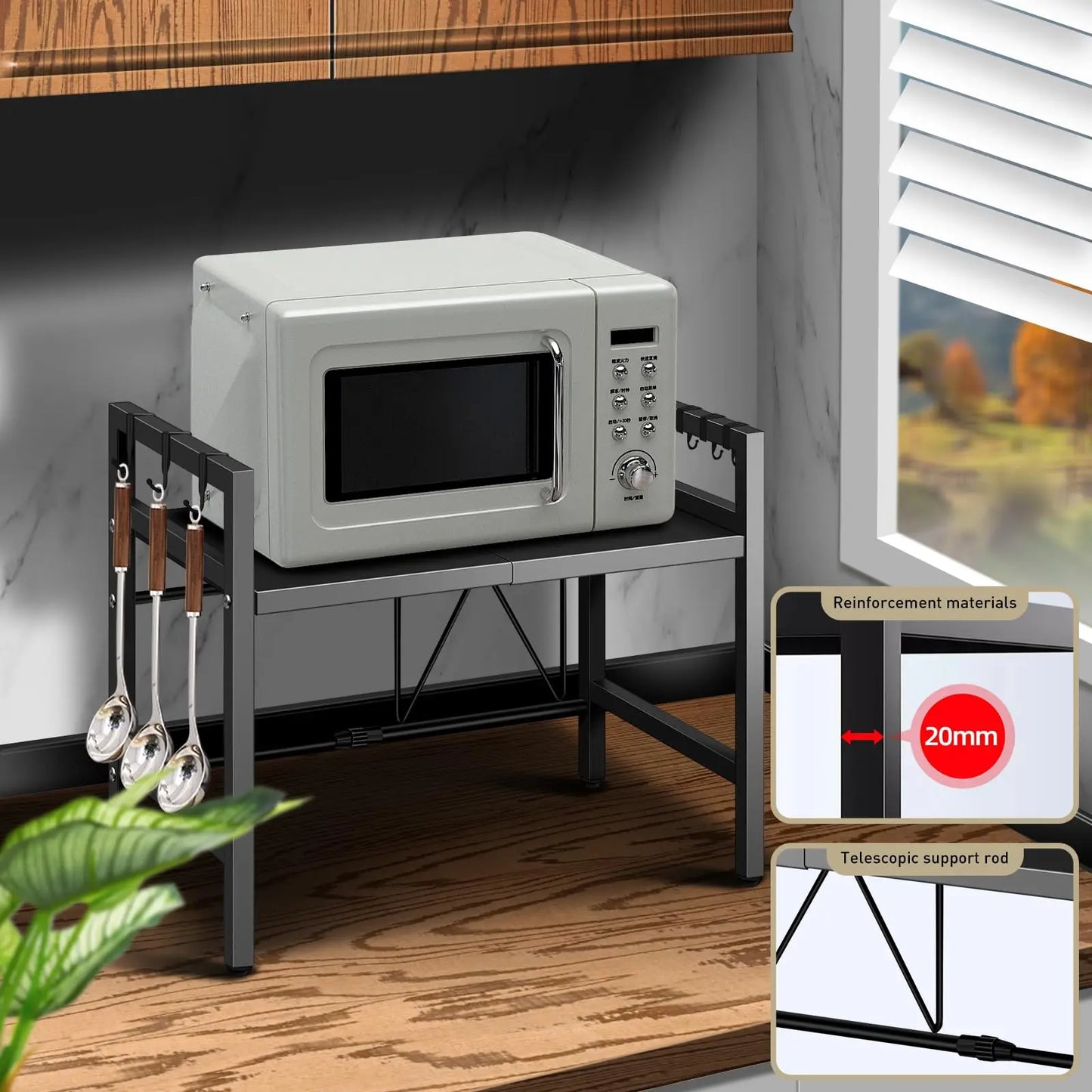 Expandable Microwave Shelf Organizer (42–64cm)